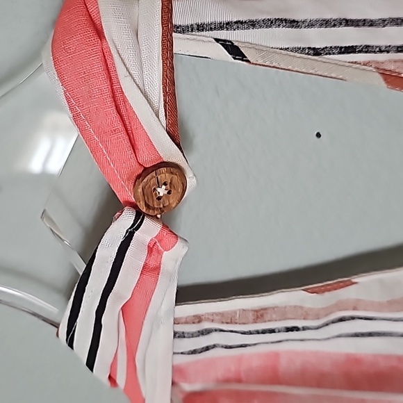 ASOS NWT Festival Summer linen blend neutral striped halter dress size 14 - Picture 5 of 8